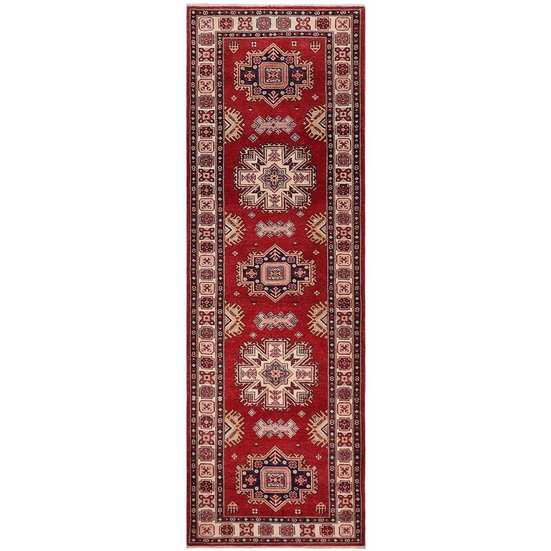 Tribal Super Kazak Nala Red/Beige Hand Knotted Wool Runner - 2'9'' x 9'8''