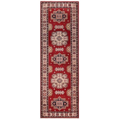 Tribal Super Kazak Nala Red/Beige Hand Knotted Wool Runner - 2'9'' x 9'8''