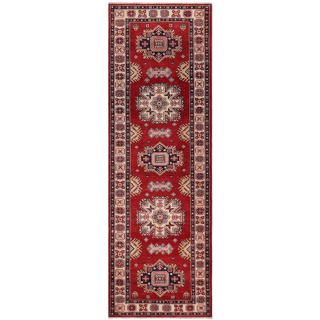 Tribal Super Kazak Nala Red/Beige Hand Knotted Wool Runner - 2'9'' x 9'8''