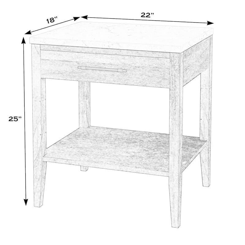 Mayfair 1 Drawer Wood and Marble Nightstand