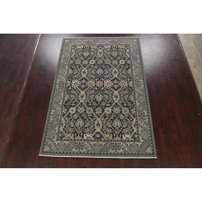 Silver Washed Turkish Ziegler Wool Area Rug Living Room Carpet - 6'7" x 9'10"