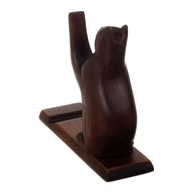 Novica Handmade Supporting Paw Wood Phone Holder