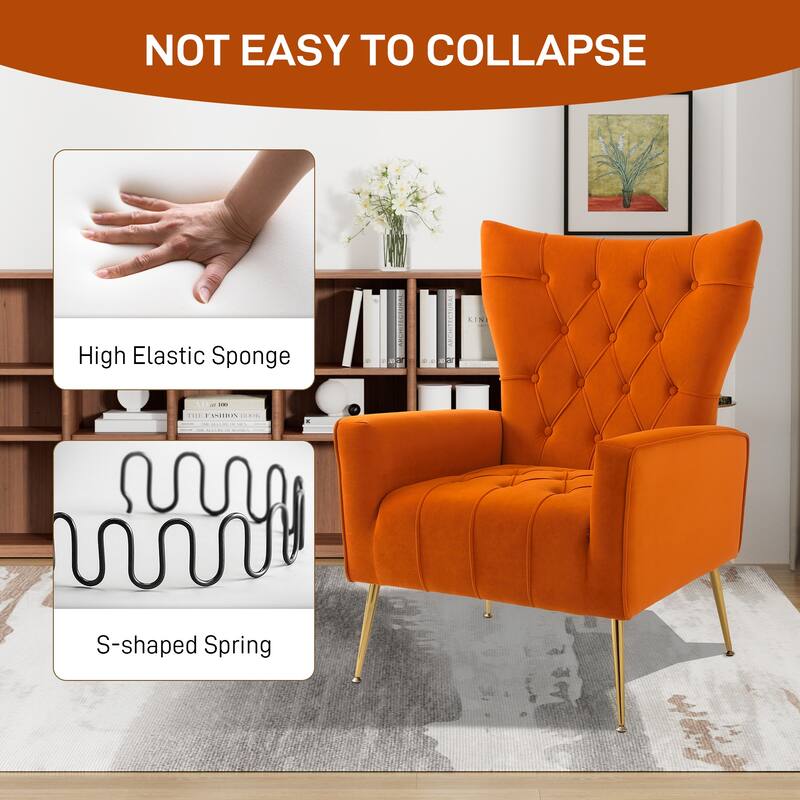 Ouyessir Upholstered Tufted Accent Chair with Ottoman