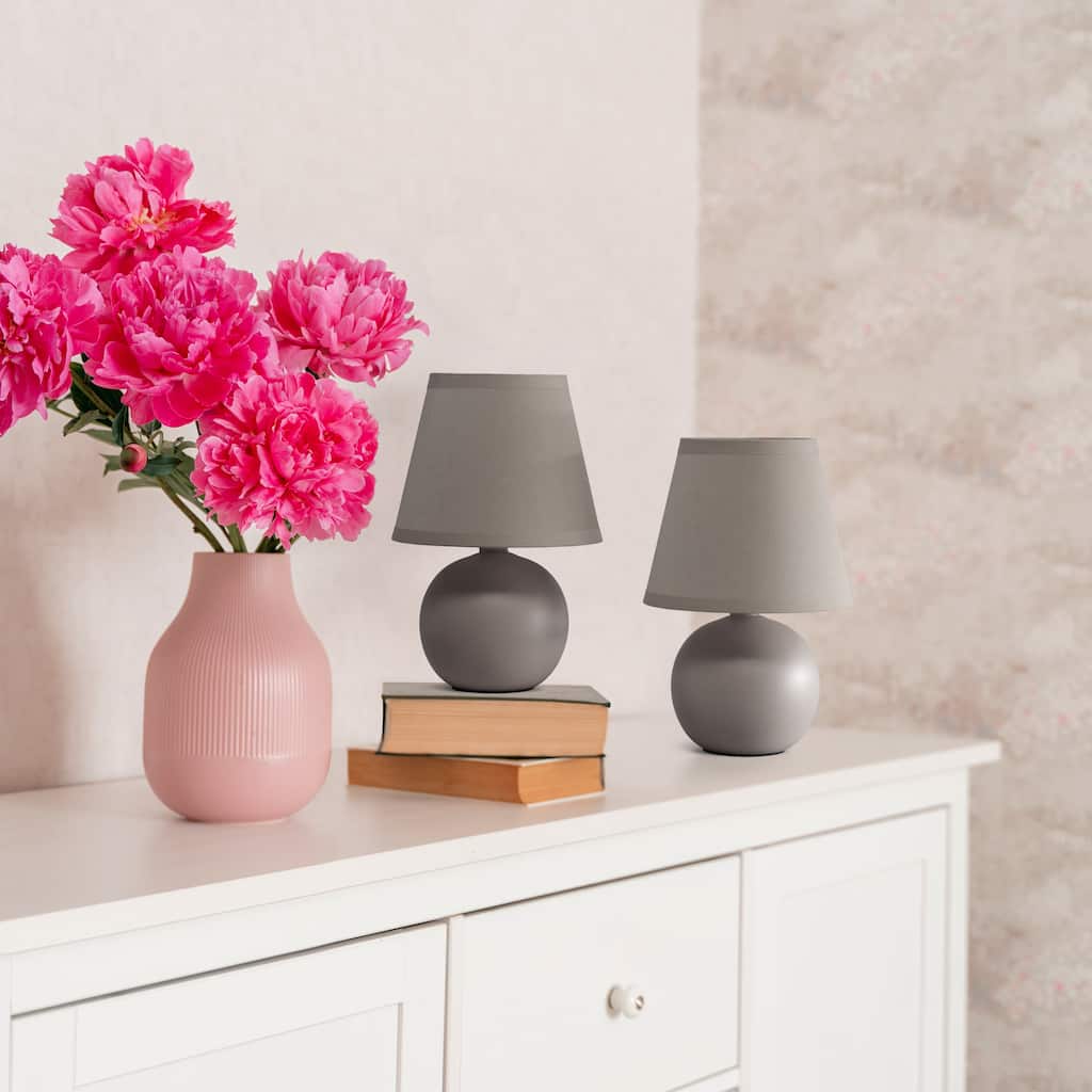 Creekwood Nauru 8.66" Ceramic Orb Base Bedside Desk Lamp, Set of 2 - Gray - 12.20x6.29x8.26