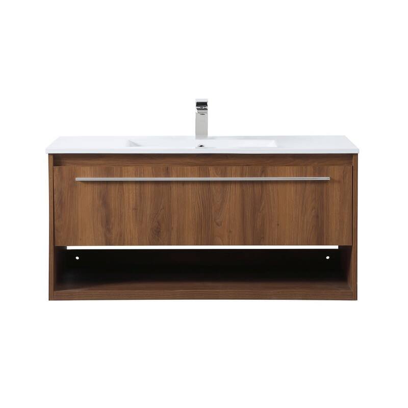 Elegant Lighting VF43040 Kasper 40" Wall Mounted Single Basin Vanity - Walnut Brown - Walnut Finish