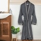 preview thumbnail 49 of 53, Superior Unisex Turkish Cotton Terry Kimono Bathrobe with Embroidery Robe Large - Grey/Stone