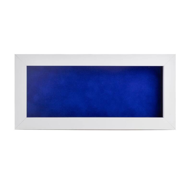 16x30 Shadow Box Frame White Wood | With a 3/4" Usable Display Depth | Includes a Royal Blue Real Suede Texture Acid-Free