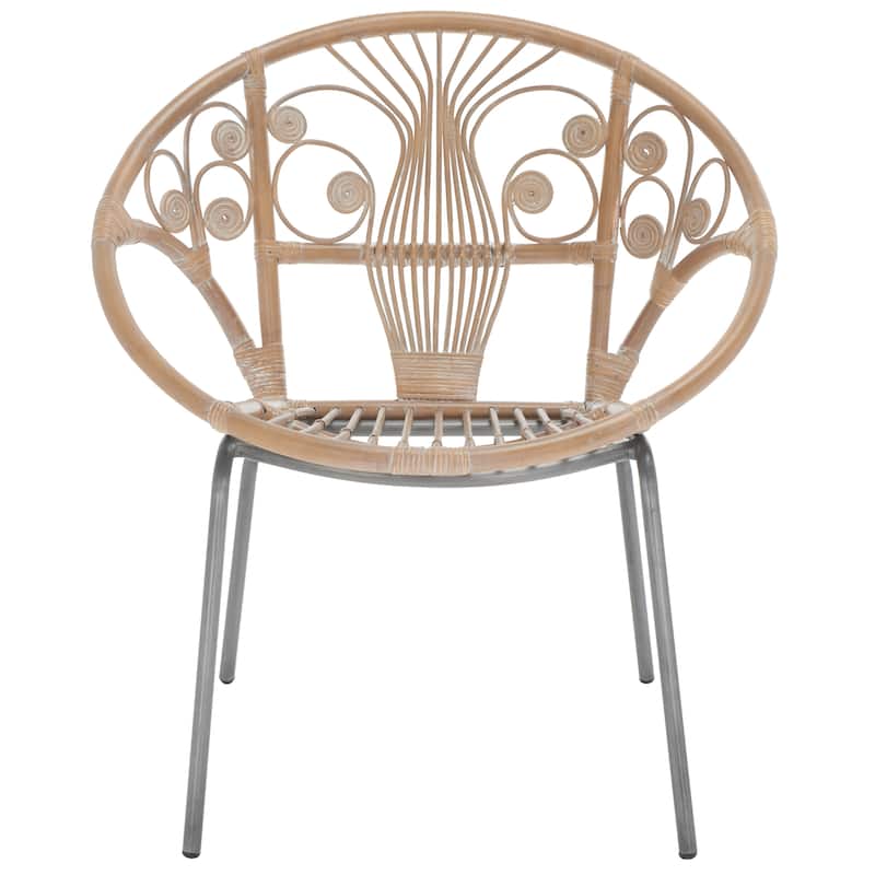 SAFAVIEH Guzide Rattan Grey White Wash Accent Chair - 29.5" x 26.2" x 31.1" - 30Wx26Dx31H