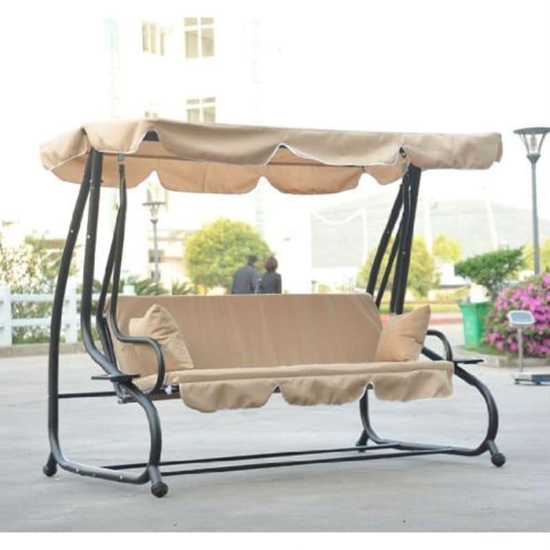 Outdoor Canopy Swing Patio Porch Shade Deck Bed in Sand - 14 x 22.5 x 71.5 inches