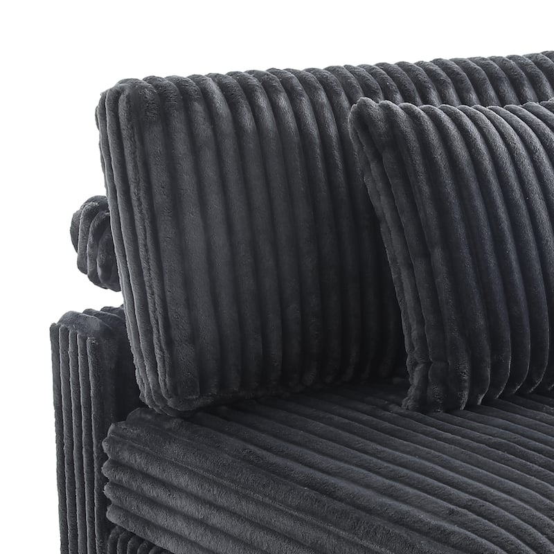 118.3" W U-Shape Plush Corduroy Upholstered Comfy Cloud Sectional Sofa
