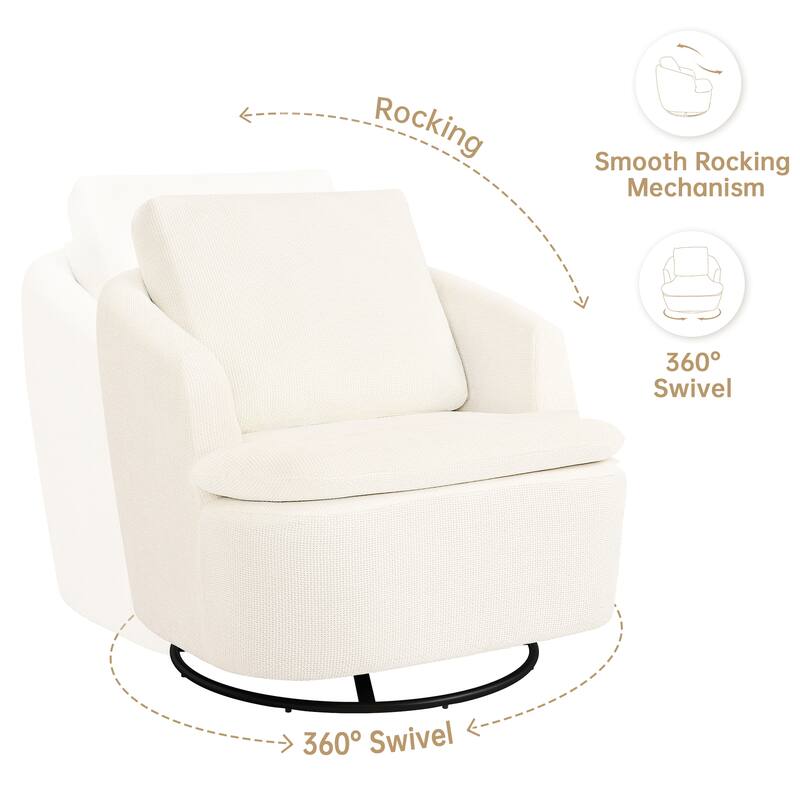 360° Modern Swivel Accent Chair, Chenille Armchair Comfy Round Sofa Chair, Swivel Barrel Chair For Living Room