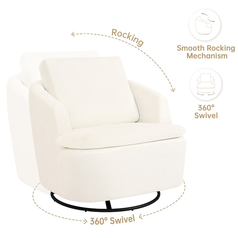 360°Swivel Accent Chair, Swivel Barrel Chair, Modern Chenille Round Accent Chairs With Armrests And Rotating Base
