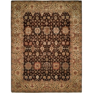 Traditional Brown Hand-Knotted Wool Area Rug - Bed Bath & Beyond - 41420959