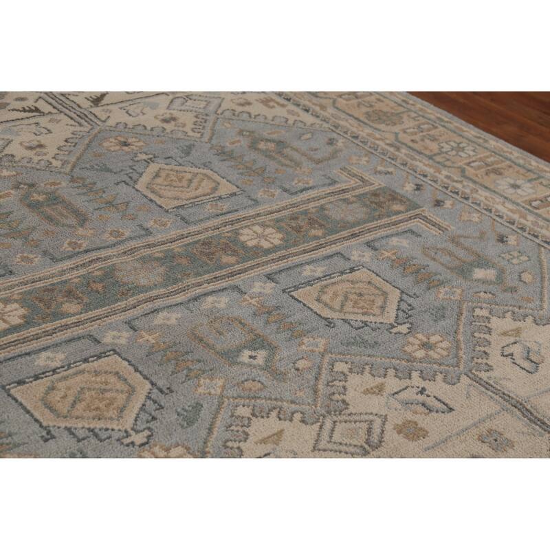 Geometric Khotan Indian Area Rug Hand-Knotted Wool Carpet - 8'10" x 11'10"