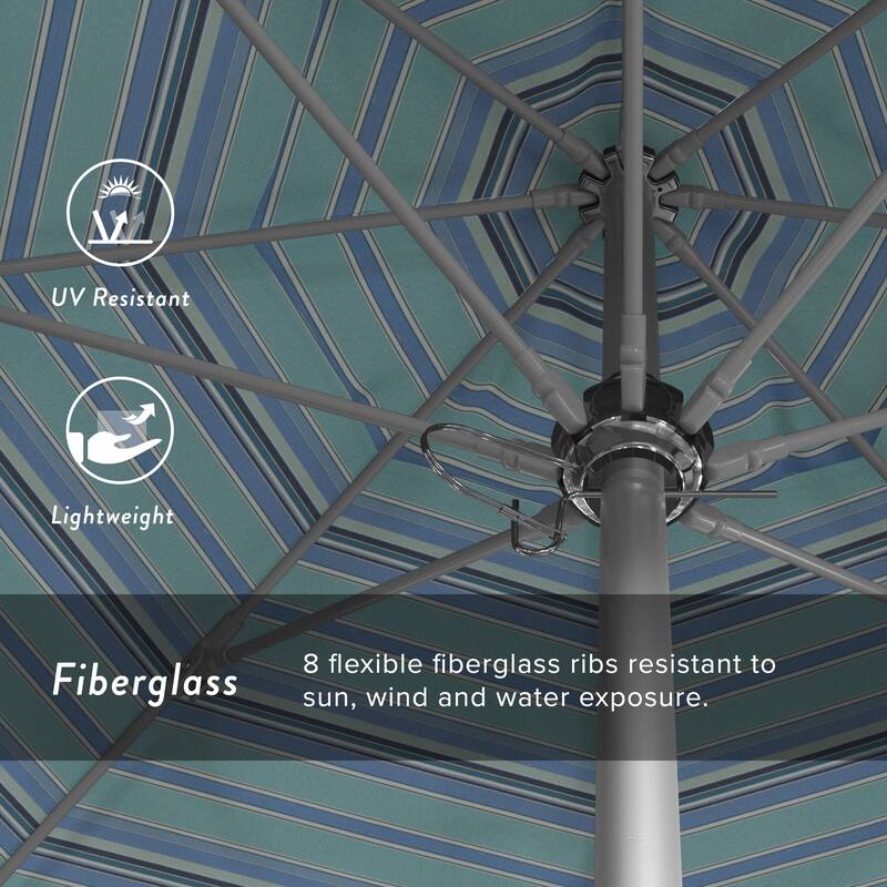 California Umbrella 9' Rd. Aluminum Frame, Fiberglass Rib Patio Umbrella, Push Open,Anodized Silver Finish, Sunbrella Fabric