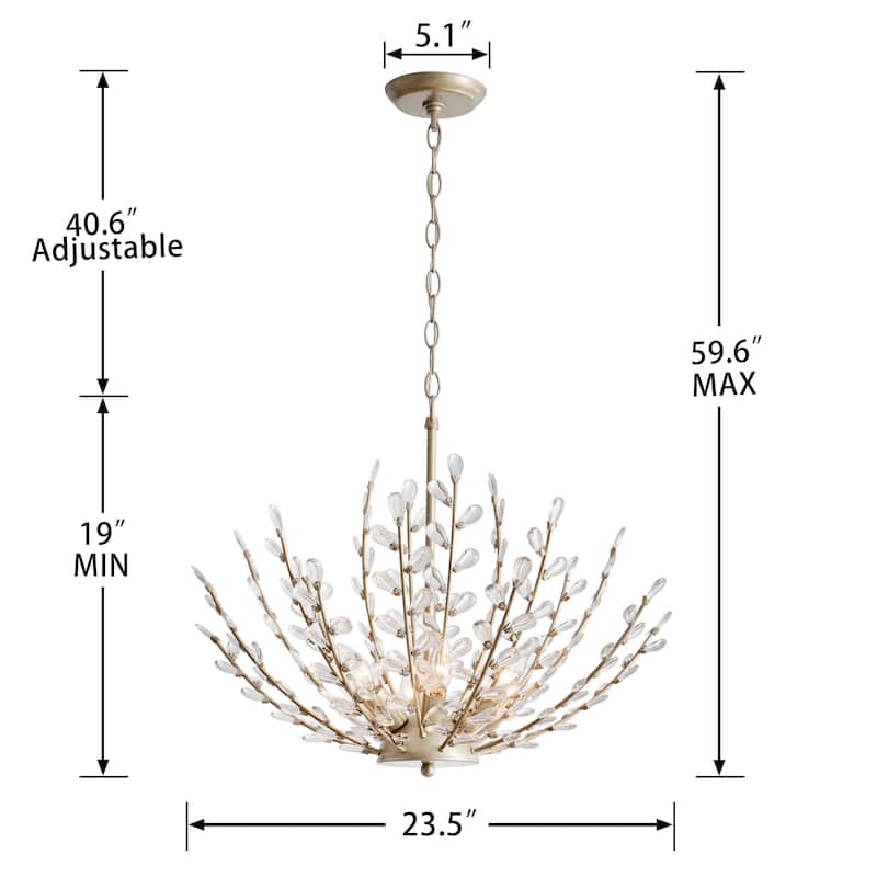 Flavia 6-Light Brushed Champagne Silver Crystal Chandelier - 23.5 inches in diameter x 19 inches H