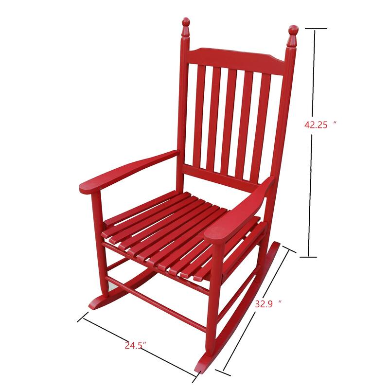 Wooden Porch Rocker Chair with Comfortable Backrest Inclination,Solid Fir Wood,for Backyard, Porch and Patio