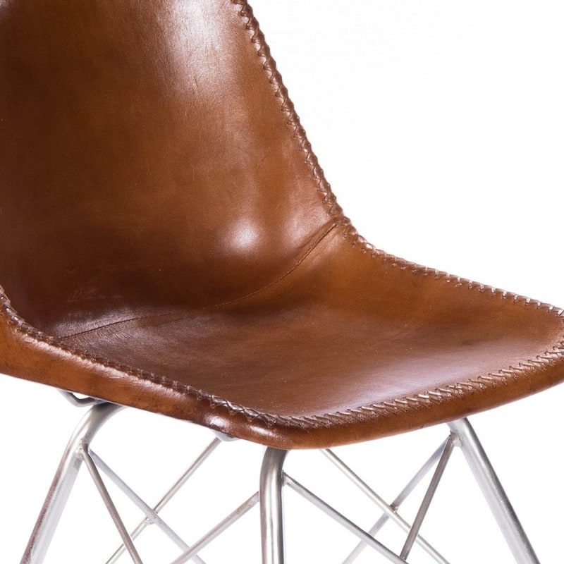 Faux Leather Side Chair with Sturdy Metal Frame for Living Room Bedroom Office