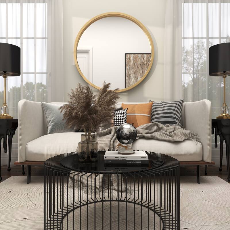 Black, White or Gold Wooden Room Wall Mirror with Thin Frame