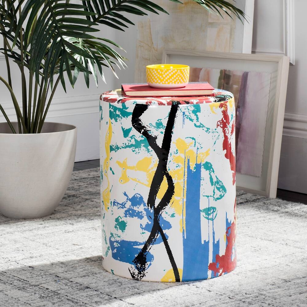 SAFAVIEH Margeret Modern Abstract Ceramic Decorative Garden Stool