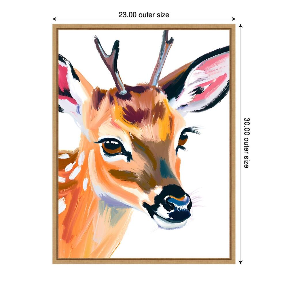 Reh Deer by Ohkimiko Framed Canvas Wall Art