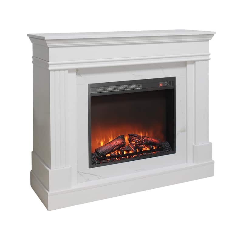 44" Electric Fireplace with Mantel,23" Fireplace Insert Heater, Realistic Log and Flame Effect, Remote Control, Timer