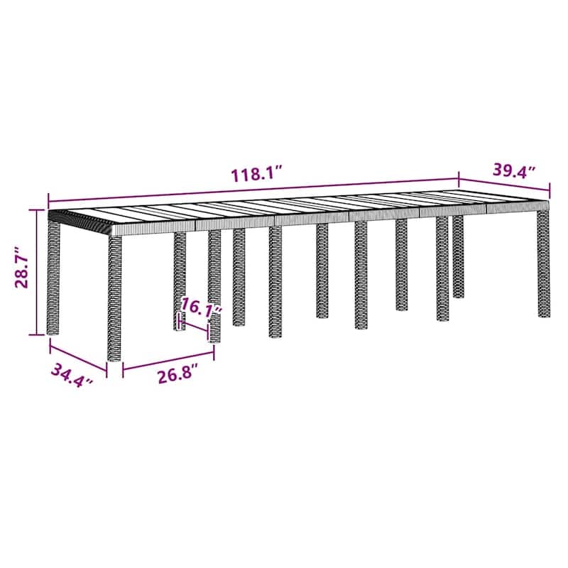 vidaXL Garden Dining Set 11/13 pcs - 118.1 x 39.4 x 28.7