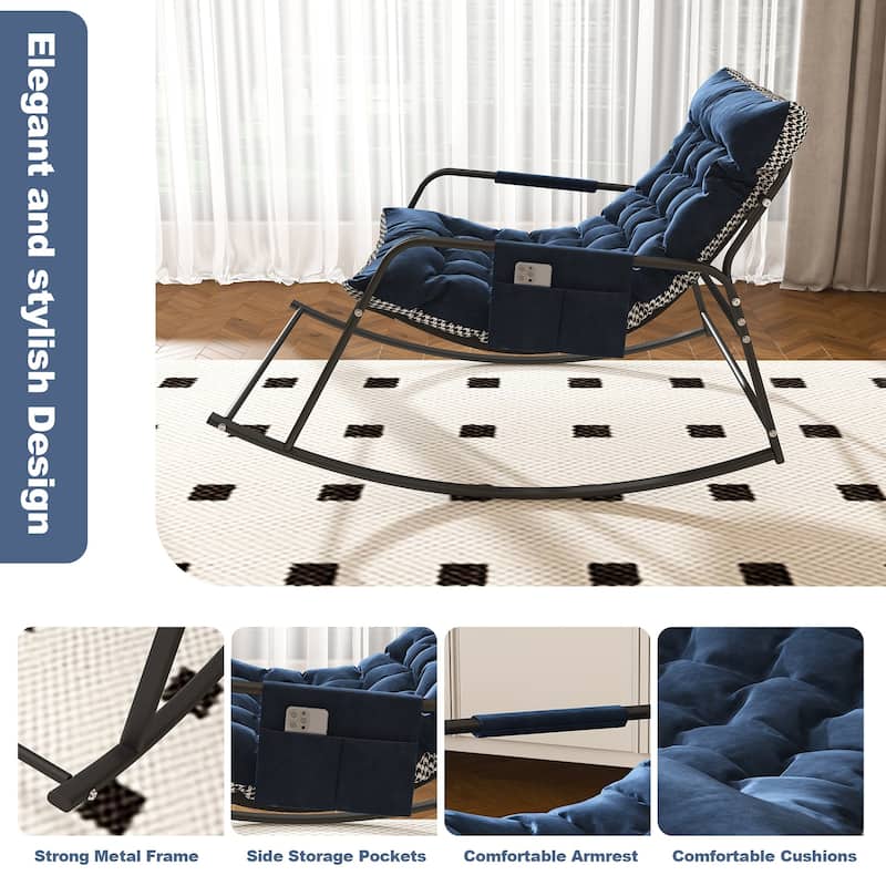 Rocking Chair with Storage, Cushions & Armrests
