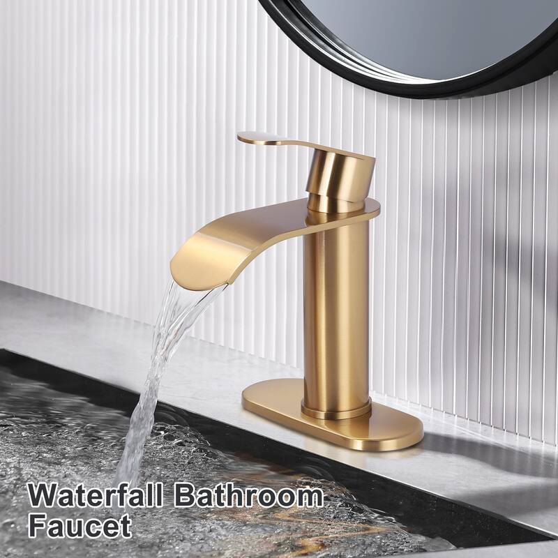 WOWOW Water Fall Bathroom Faucet with Deckplate Included