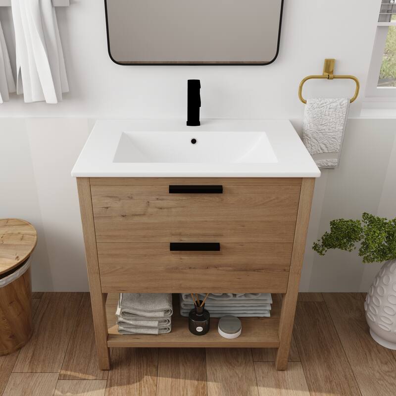 GDFStudio - Everett Modern Freestanding Bathroom Vanity with Dual Soft-Close Drawers