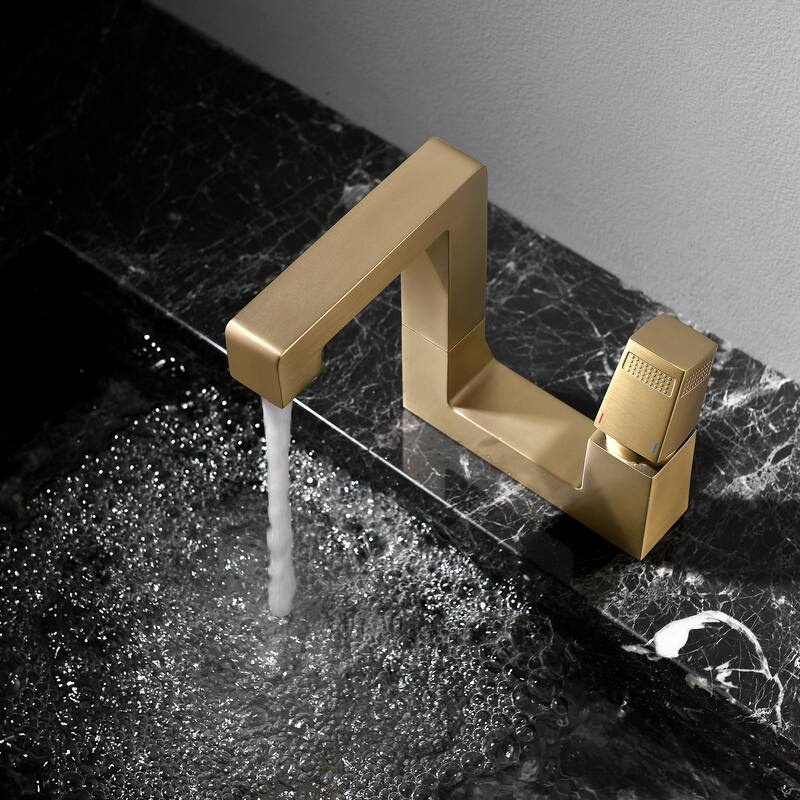 Single Handle Single Hole Bathroom Sink Faucet - Brushed Gold