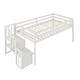 preview thumbnail 3 of 3, White Twin Pine Loft Bed with Staircase & Fence