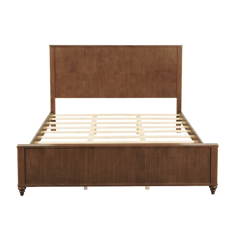 Christopher Knight Home - Silverton Modern 3-Piece Bedroom Set with Classic Grooved Panels Bed Frame & Matching Nightstands