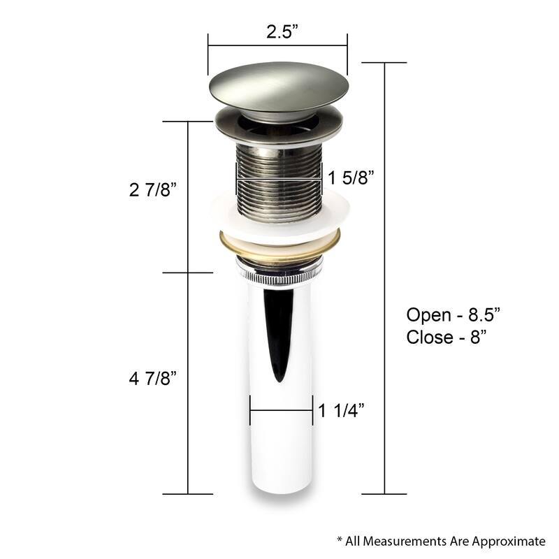 Luxier DS01-T Bathroom Sink Push Pop-Up Drain Stopper with No Overflow