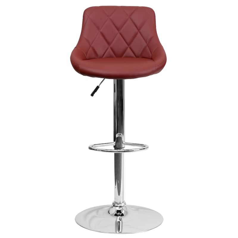 Diamond Pattern Vinyl Bucket Seat Adjustable Barstool - 18.5"W x 19"D x 33.25" - 41.75"H