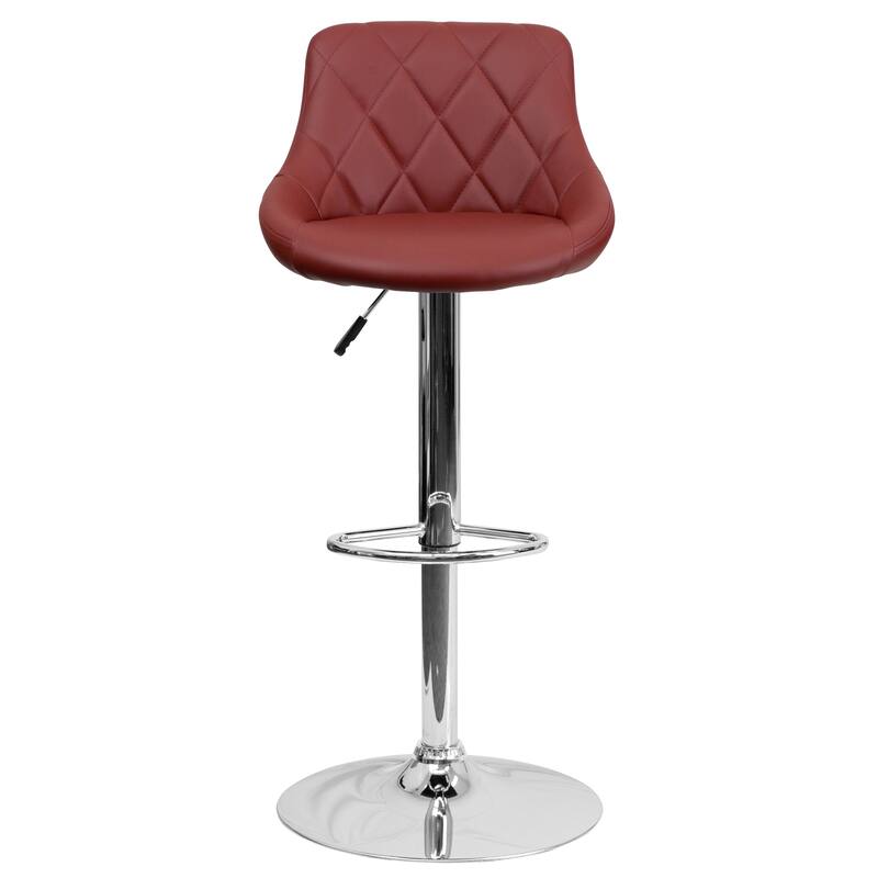 Vinyl Bucket Seat Adjustable Diamond Back Barstool (Set of 2) - 18.50"W x 19"D x 33.25" - 41.75"H