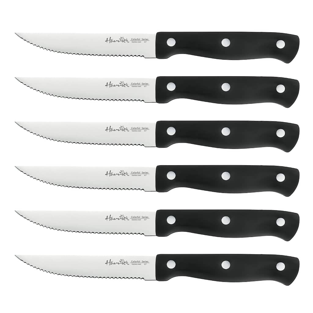 Steak Knives Set Of 6, Full Tang German Stainless Steel Steak Knives