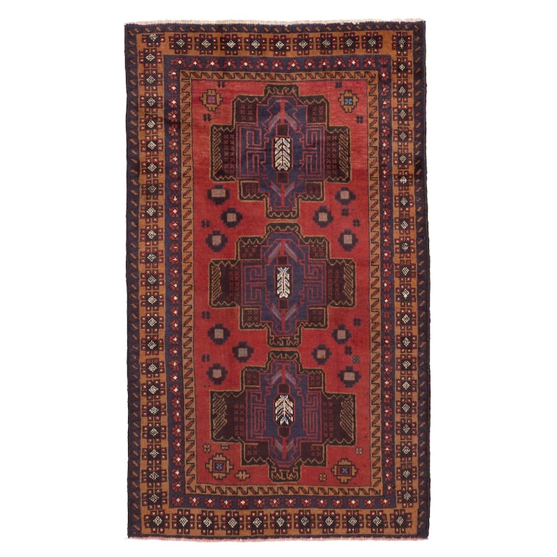 ECARPETGALLERY Hand-knotted Teimani Red Wool Rug - 3'7 x 5'11