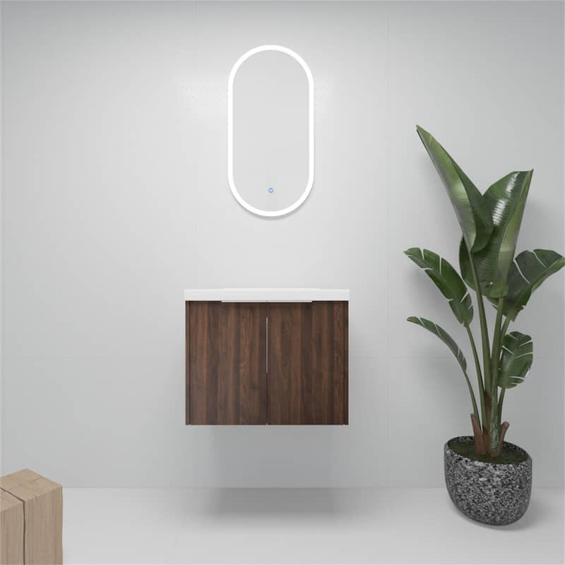 24 Inch Float Mounting Bathroom Cabinet with Sink, Soft Close Doors