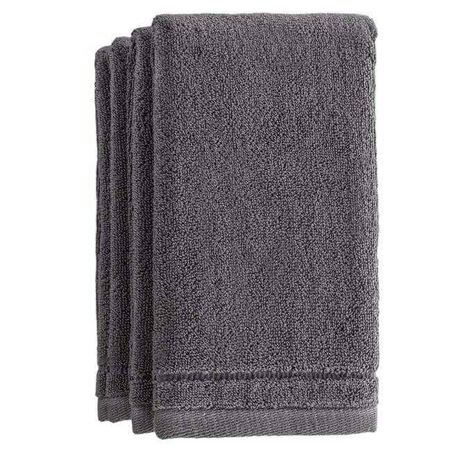 Creative Scents Cotton Fingertip Towels Set of 4 - 11X18 - Grey