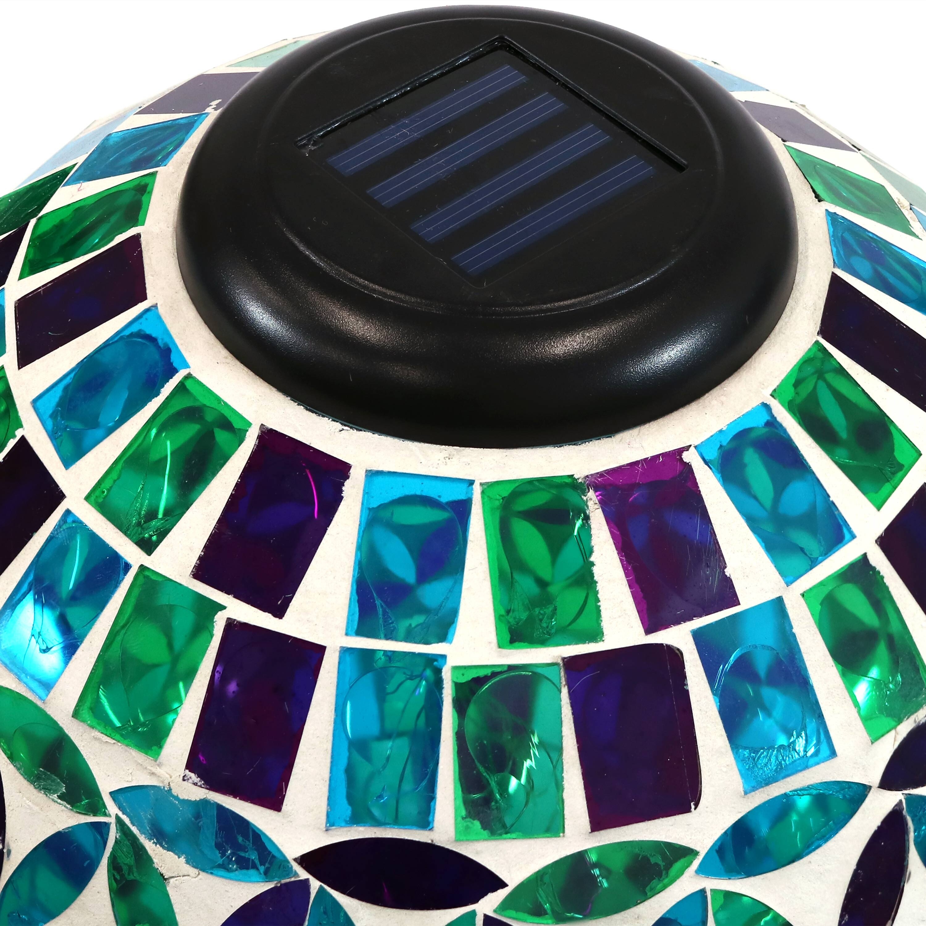 Shop Sunnydaze Cool Blooms Outdoor Glass Mosaic Gazing Globe With Solar Light 10 1 Overstock 29071740
