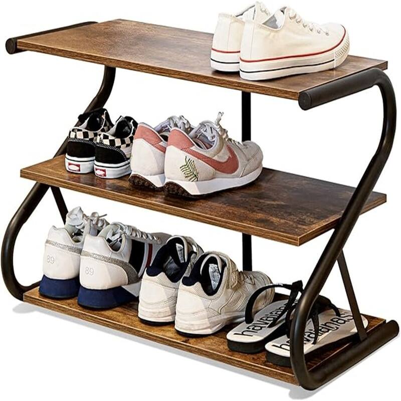 Shoe Rack - 11.81"D x 25.78"W x 15.86"H - Rustic