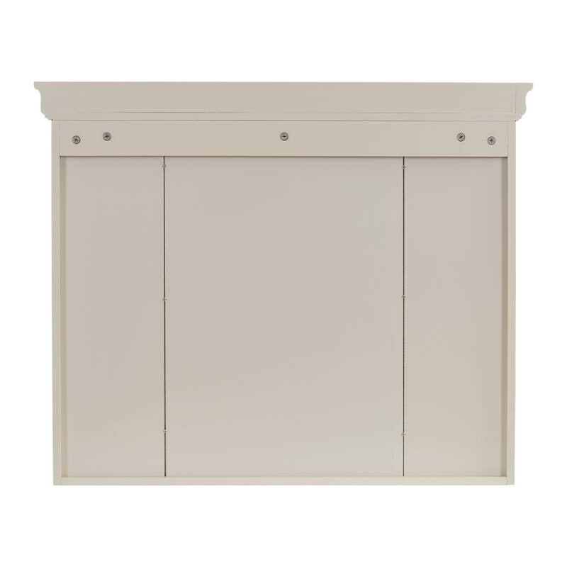 GDFStudio - Valence Modern Wall-Mounted Bathroom Storage Cabinet with Mirror and Open Shelves - 35'' x 28''