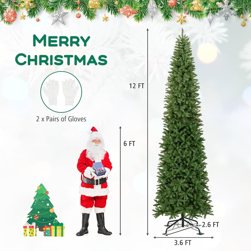 Costway 12 FT Pre-Lit Artificial Christmas Tree with 2840 Branch Tips - Green - See Details