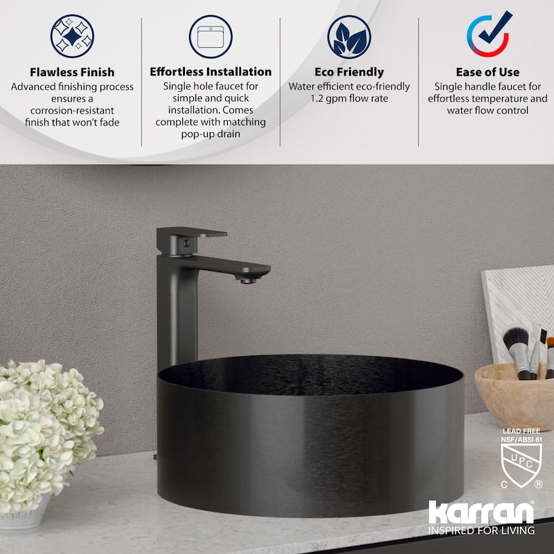 Karran USA KBF512 Venda 1.2 GPM Vessel Single Hole Bathroom Faucet