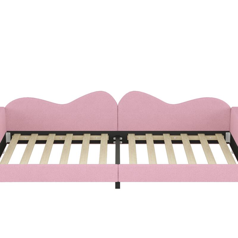 Sherpa Fabric Upholstered Daybed with Cloud-Shaped Backrest