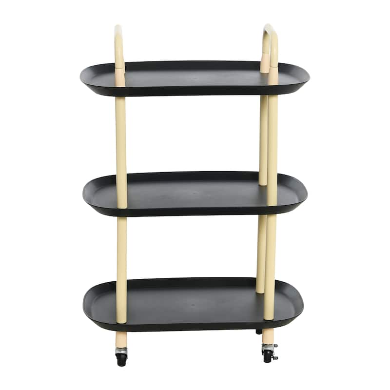 Plastic and Metal 3-Tier Trolley - N/A