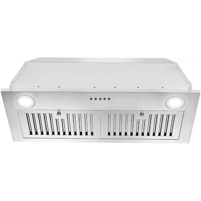 30 inch 600CFM Stainless Steel Insert Kitchen Vent Hood with Front Button Controls and Front LED Lights