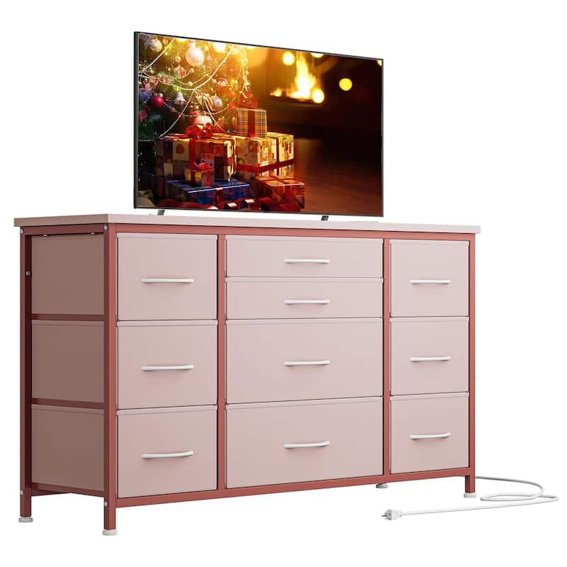 Bedroom Dresser with 10 Large Drawers for 55'' Long TV Stand - 55 inches