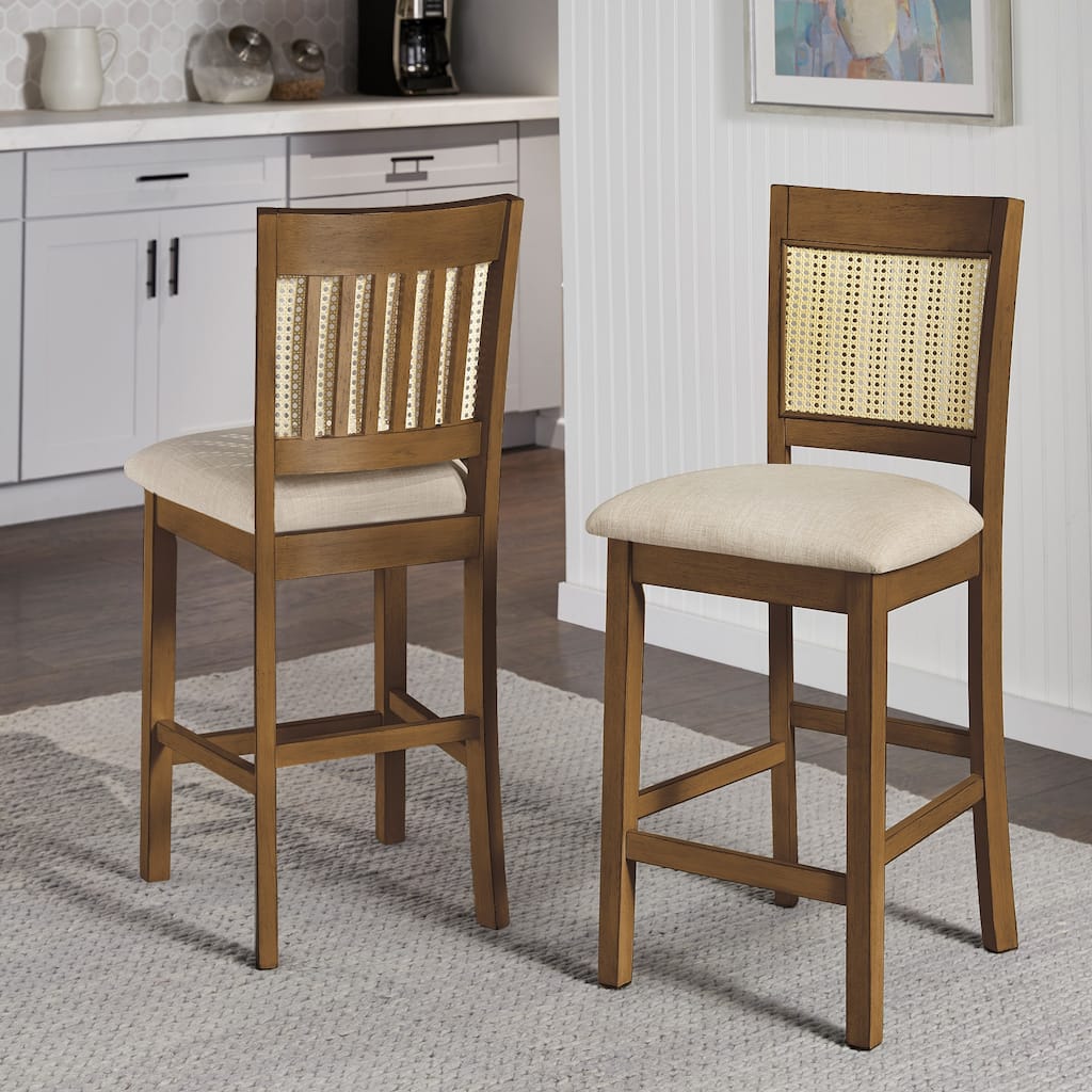 Plaga Slat Back Cane Accent Counter Height Chair (Set of 2) by iNSPIRE Q Classic - Counter Height